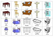English Worksheet: Memory Game - Furniture