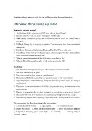 English Worksheet: Mamma Mia! star Meryl Streep Interview reading guide and quiz