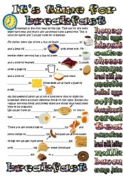 English Worksheet: time for breakfast