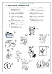 English Worksheet: Vocabulary and Reading: At the airport. 