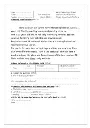 English Worksheet: End -term test(7th form/february2012