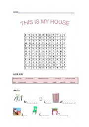 English worksheet: MY HOUSE