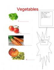English Worksheet: Vetetables