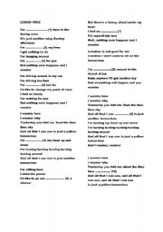 English worksheet: Lemon  Tree song-present  continous