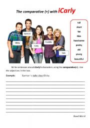 English Worksheet: comparative (+) with iCarly