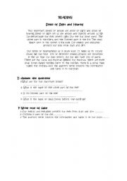 English worksheet: sense of sight and hearing