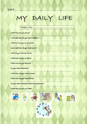 English Worksheet: AN INTERVIEW ABOUT YOUR DAILY LIFE