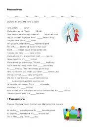 English Worksheet: possessives and possessive s (+key)