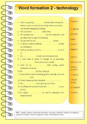 English Worksheet: word formation - technology