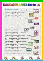 English Worksheet: Possessive adjectives or pronouns Multiple choice