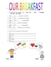 English worksheet: What did you have for breakfast?