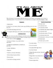 English Worksheet: ALL ABOUT ME 