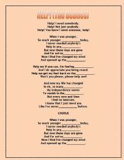 English worksheet: Help! (By The Beatles)