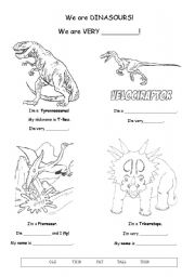 English worksheet: Dinasour Sizes