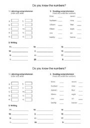 English Worksheet: Numbers