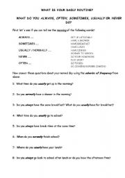 English worksheet: PRIMARY 6 DAILY ROUTINE