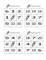 English Worksheet: Bingo numbers