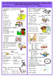 English Worksheet: 6th grade 2nd term 1st exam part one (2/1)