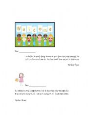 English worksheet: Welcome to Class