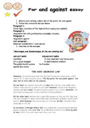 English Worksheet: Advantages and disadvantages of the non-smoking law