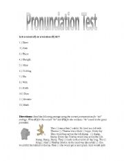English worksheet: Voiced and Voicelss th pronunciation test