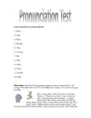 English Worksheet: Voiced and Voicelss th pronunciation test