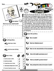 English Worksheet: RC Series Famous People Edition_01 Gandhi (Fully Editable)