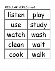 Cards - SORTING Past Tense Regular & Irregular VERBS