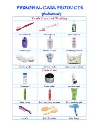 English Worksheet: Personal Care Products Pictionary Part 1