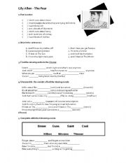 English Worksheet: Song - Lily Allen - The Fear