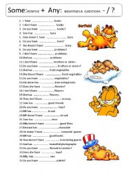 English Worksheet: SOME ANY kids - 35 sentences with some and any pracise :)