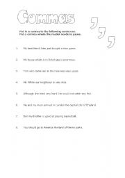 English Worksheet: Commas and Pucntuation