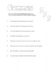 English worksheet: Commas and Pucntuation