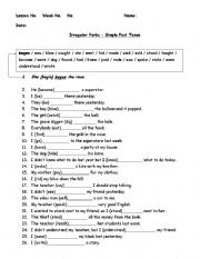 English Worksheet: Irregular Verbs (Gap Filler)