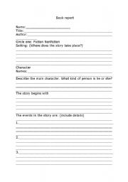 English Worksheet: Book report