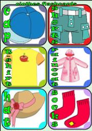 English Worksheet: 24 clothes flashcards