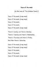 English Worksheet: Song: Days of the Week