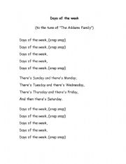 English worksheet: Song: Days of the Week