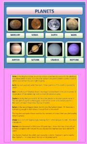 English Worksheet: PLANETS