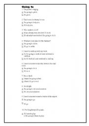 English Worksheet: Be+going to