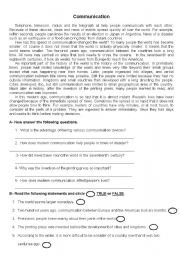 English Worksheet: A Reading Text