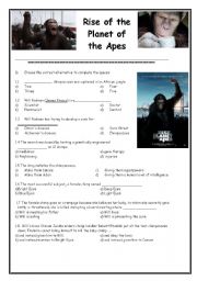 English Worksheet:   The rise of the Planet of the Apes