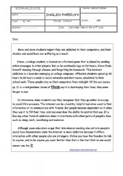 English Worksheet: test 4 first grade tunisia