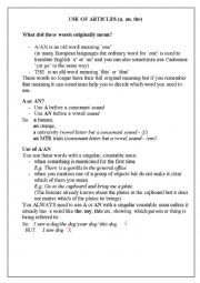 English Worksheet: How to use the articles