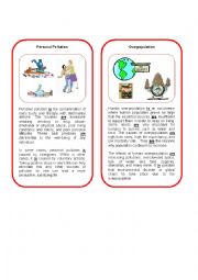 English Worksheet: Environmental Threat 8  ( personal pollution and overpopulation)