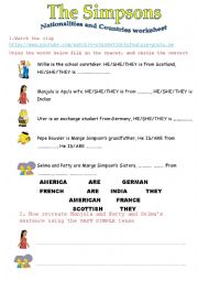 The simpsons nationalities worksheet