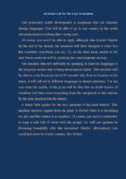 English Worksheet: An Easier Life for the Lazy Generation