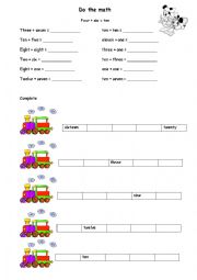 English Worksheet: exercises on numbers 1-20