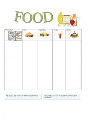 English worksheet: food