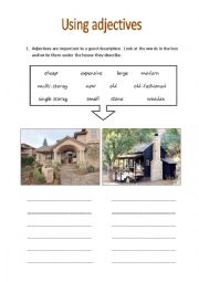 English Worksheet: Describing houses using adjectives